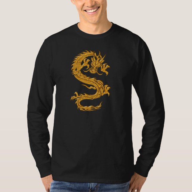 Guld- orientalisk drake 04 t-shirt (Framsida)