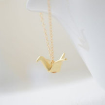 Guld Origami Folded Crane Necklace