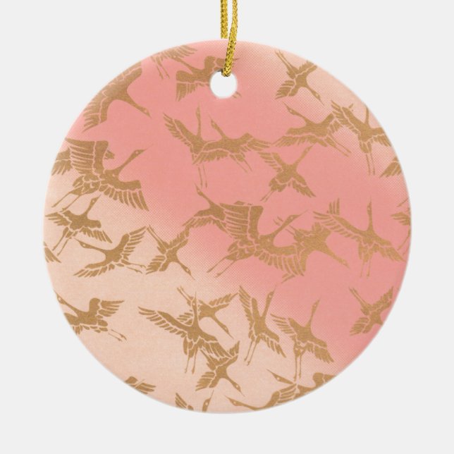 Guld- Origami kran Julgransprydnad Keramik (Framsidan)