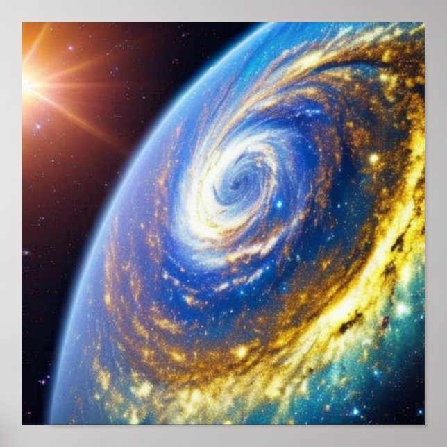 Guld orkanen Poster på en planet (Framsidan)