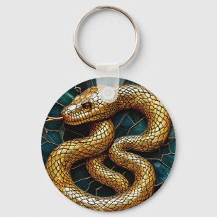 Guld Orm Färgat Glas Charm 🐍💛✨🔑 Nyckelring