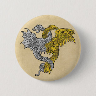 Guld- örn- och silverdrake knapp