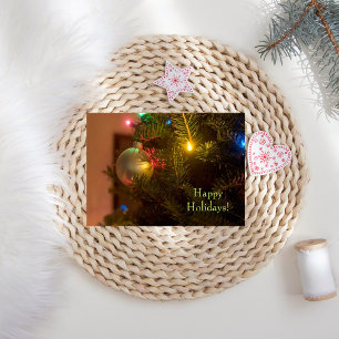 Guld Ornament Bauble Träd Ljus jul Helgkort