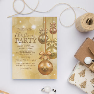 Guld Ornament Business Company Julfest Inbjudningar