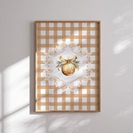 Guld Ornament Gingham Jul Poster