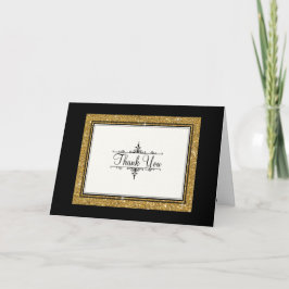 Guld Ornament Glitter Randig Klassisk Tack Kort