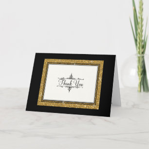 Guld Ornament Glitter Randig Klassisk Tack Kort