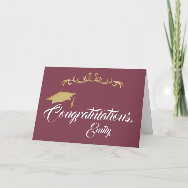 Guld Ornament Grattis Examenshögtid Kort (Framsida)