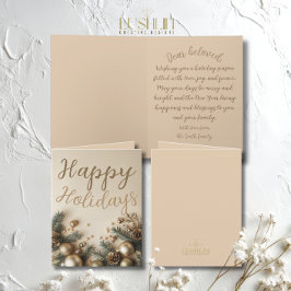 Guld Ornament Greenery Helgdag Önskemål jul Kort