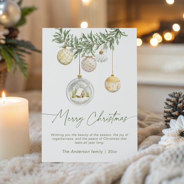 Guld Ornament Greenery Jul  Julkort (Skapare uppladdad)