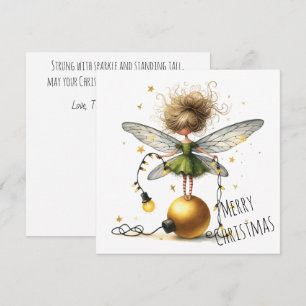 Guld Ornament Julkort med Älva