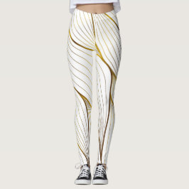 Guld ornament löv leggings