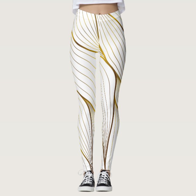 Guld ornament löv leggings (Framsida)