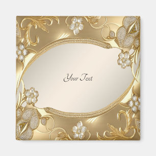 Guld Ornament Magnet med Blommotiv