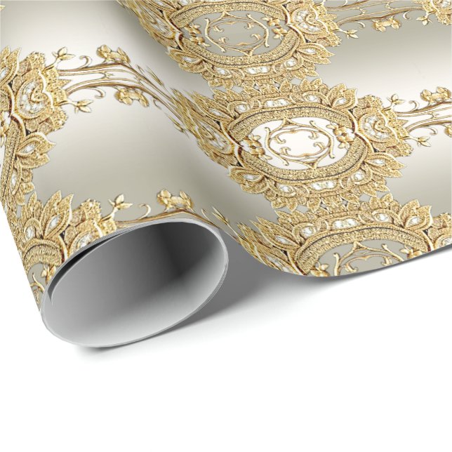 Guld Ornament Papper Presentpapper (Rullad Hörn)
