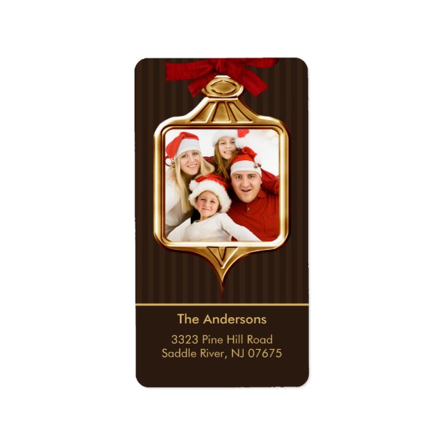 Guld Ornament Ram PHOTO Return-adressetikett Adressetikett (Framsidan)