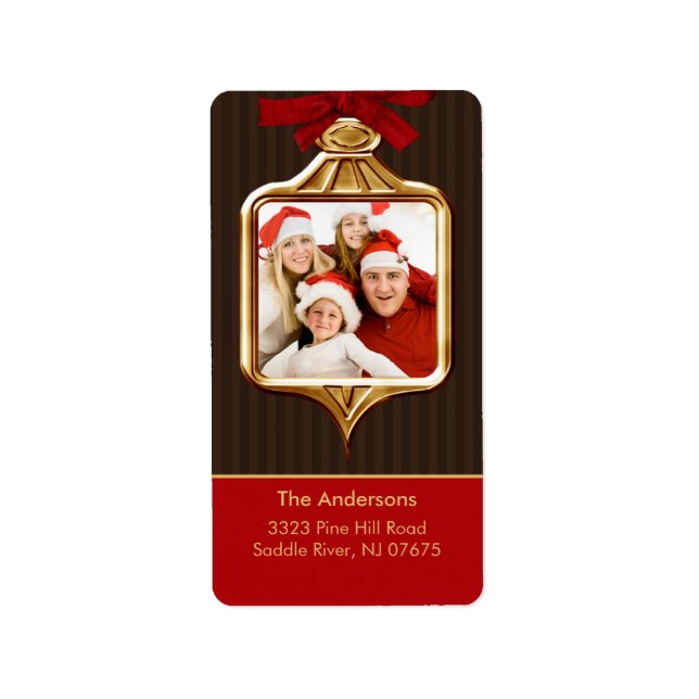 Guld Ornament Ram PHOTO Return-adressetikett Adressetikett (Framsidan)