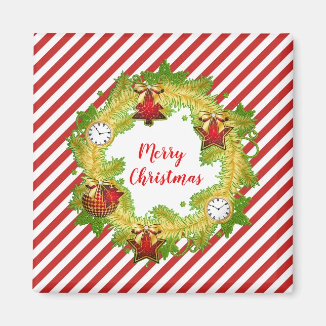 Guld Ornament Red Rand Magnet (Framsidan)