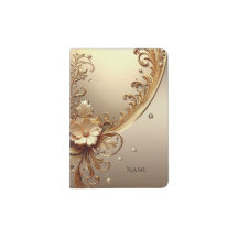 Guld Ornamental Blommig Passhållare