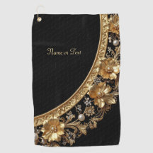 Guld Ornamentala Blommor Golf Handduk