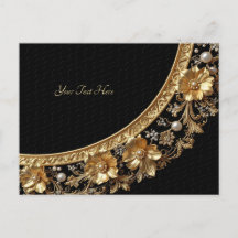Guld Ornamentala Blommor vykort