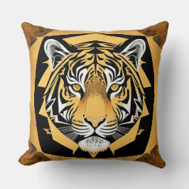 Guld Ornamentala Tiger Konstverk Kudde
