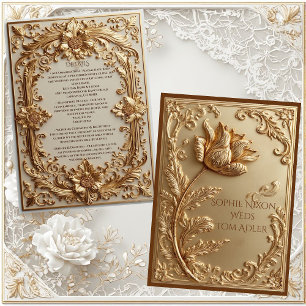 Guld Ornamenterad Barock Storhet Tulpan Blommotiv Tilläggskort