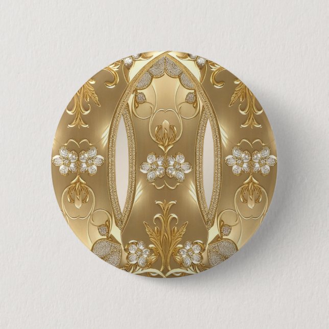 Guld Ornamenterad Blommig Knapp (Framsida)