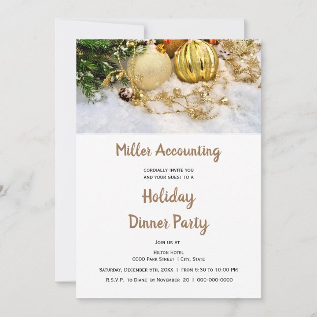 Guld Ornaments Julfest - julafton Inbjudningar (Framsida)