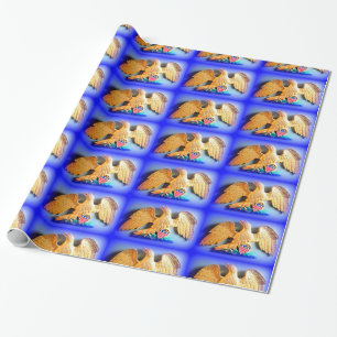 guld örnar på papper innerförpackning presentpapper
