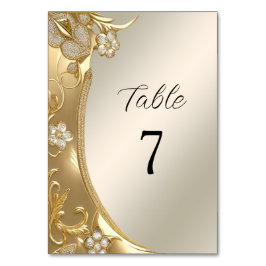 Guld Ornate Blommigt Bordsnummer