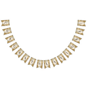 Guld Ornate Blommigt Bunting Flagga