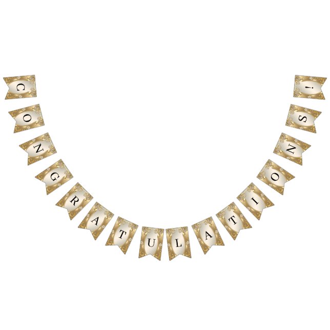 Guld Ornate Blommigt Bunting Flagga (Alla)