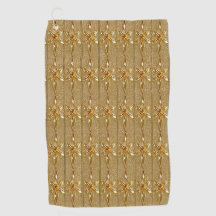 Guld Ornate Blommigt Golf Towel