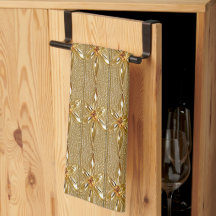 Guld Ornate Blommigt Kitchen Towel