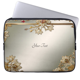 Guld Ornate Blommigt Laptop sleeve