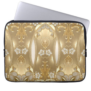 Guld Ornate Blommigt Laptop sleeve
