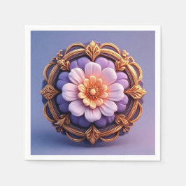 Guld Ornate Blommigt Medallion Design Pappersservett