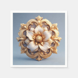 Guld Ornate Blommigt Medallion Design Pappersservett