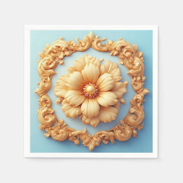 Guld Ornate Blommigt Medallion Design Pappersservett