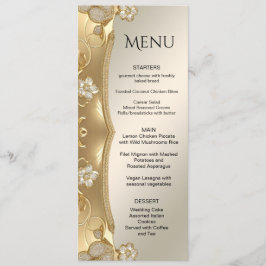 Guld Ornate Blommigt Menu Meny