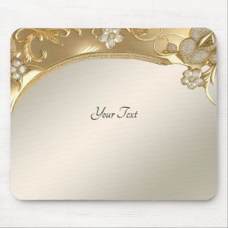 Guld Ornate Blommigt Mousepad Musmatta