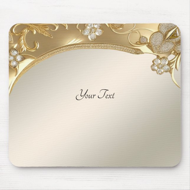 Guld Ornate Blommigt Mousepad Musmatta (Framsidan)