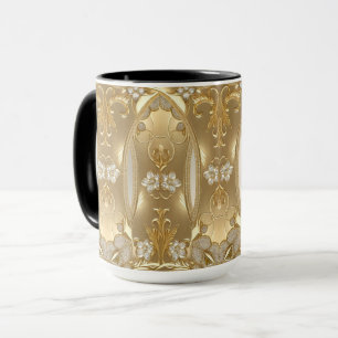 Guld Ornate Blommigt Mugg