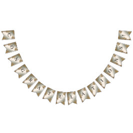 Guld Ornate Blommigt Ram Bunting Flagga