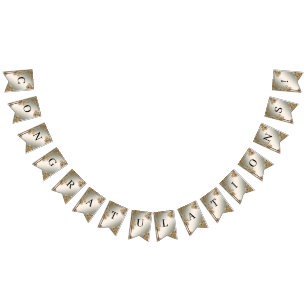 Guld Ornate Blommigt Ram Bunting Flagga