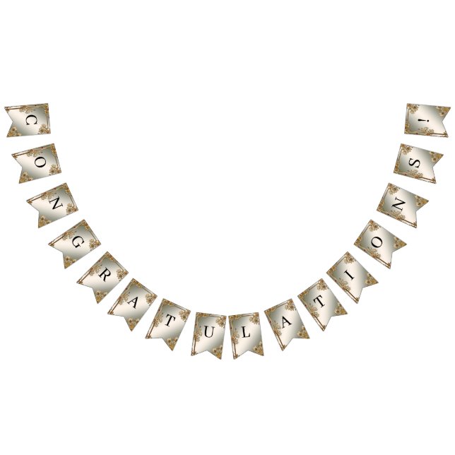 Guld Ornate Blommigt Ram Bunting Flagga (Alla)