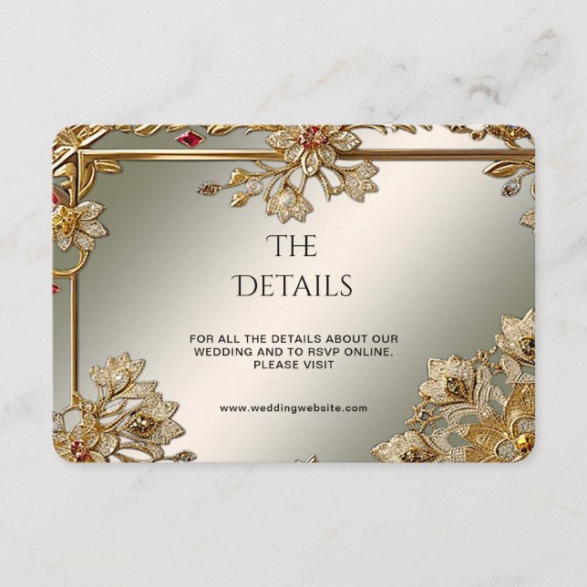 Guld Ornate Blommigt Ram-detaljförslutningskort fö Tilläggskort (Framsida)