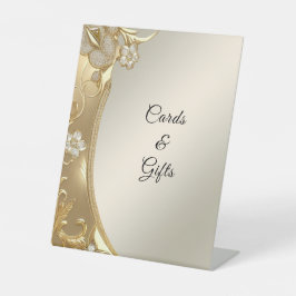 Guld Ornate Blommigt Tabletop Signs