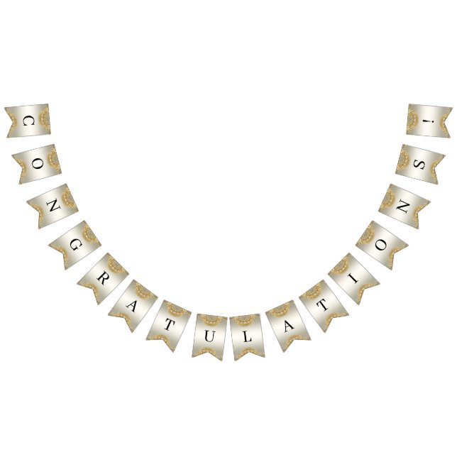 Guld Ornate Bunting Flagga (Alla)